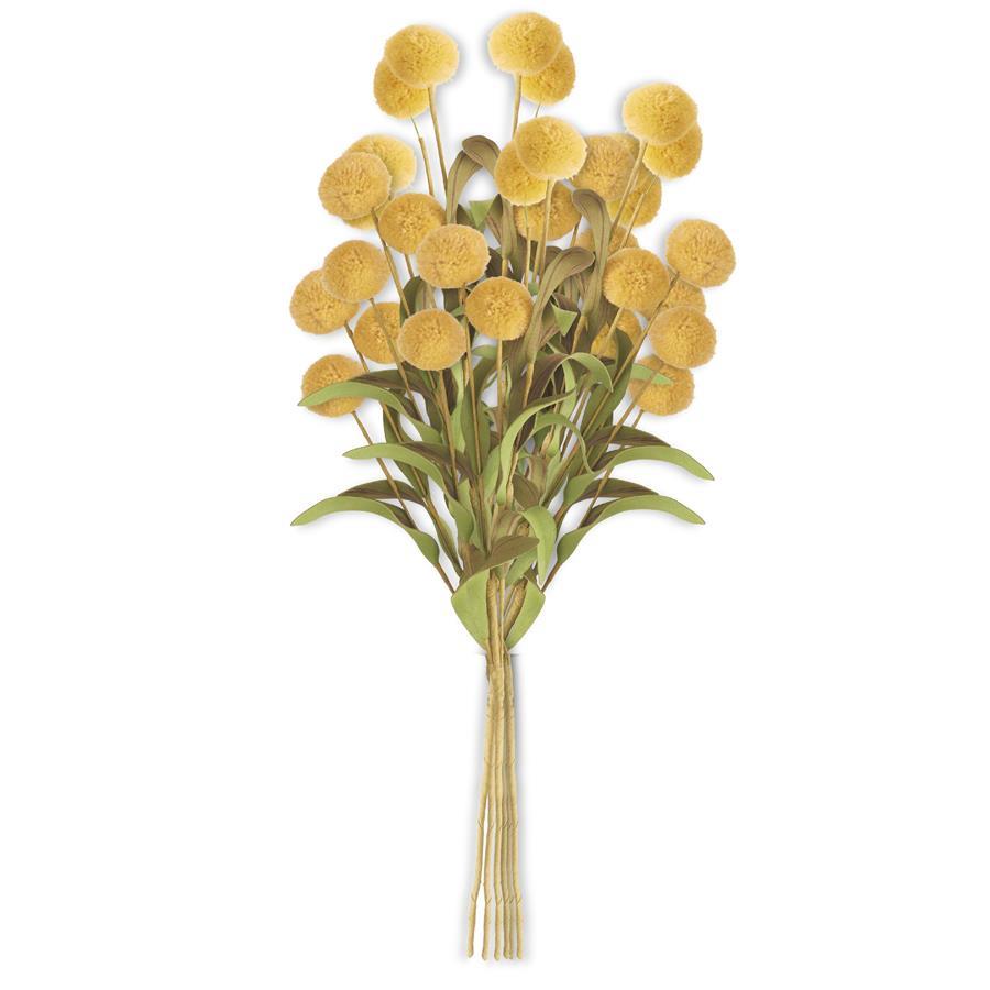 13" Pompom Picks with Green EVA Leaves – Green & Yellow, Set of 6