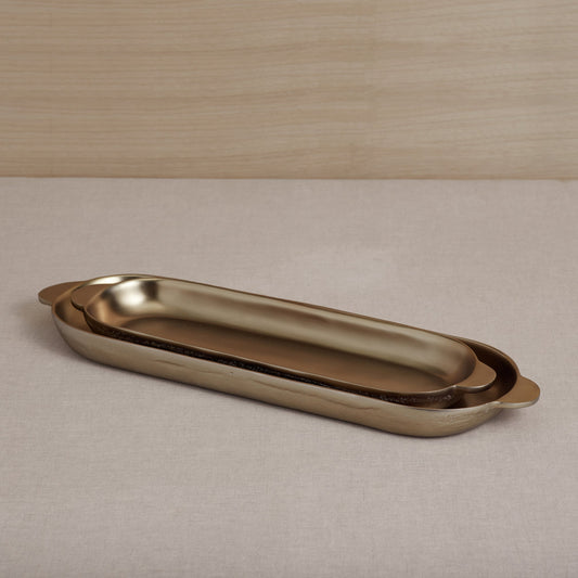 Stinson Antique Brass Long Trays - Set of 2