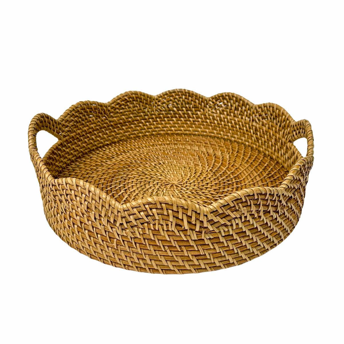 Lily Scalloped Rattan Tray