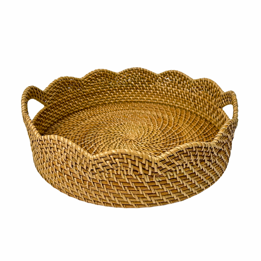 Lily Scalloped Rattan Tray