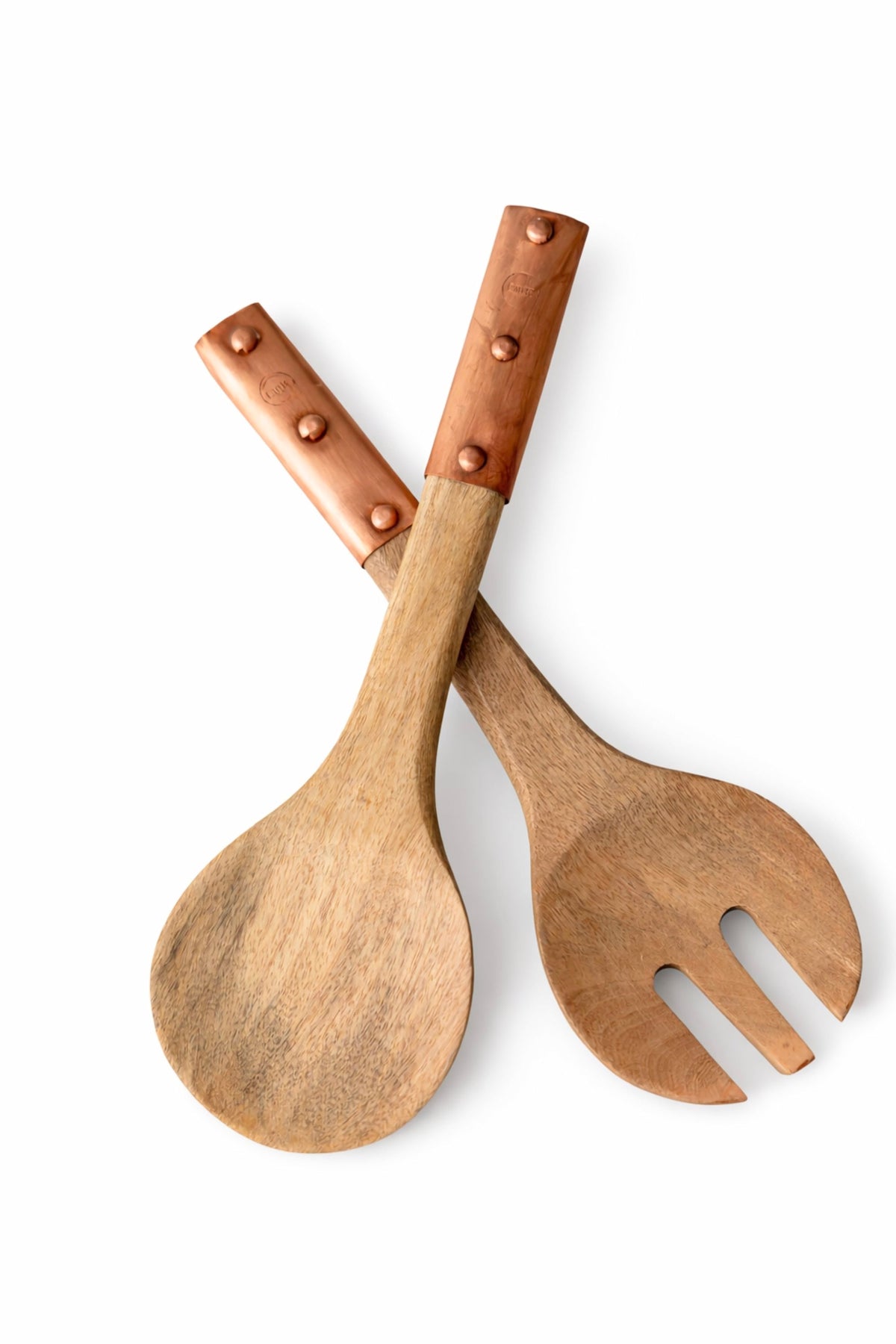 Vintage Inspired Wood Serving Utensils with Copper Strap Handles