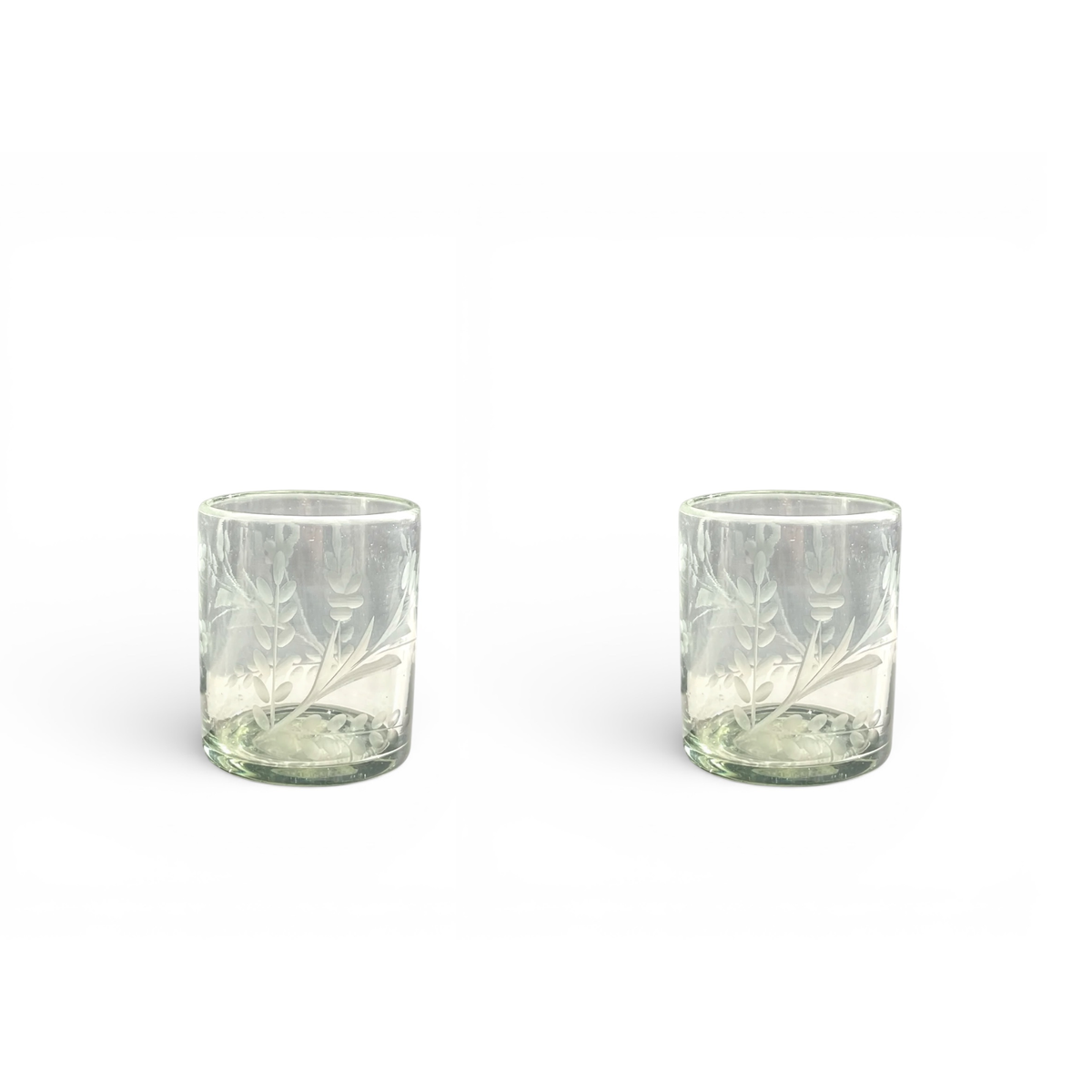 Hand-etched Tumbler Glass, Set of 2