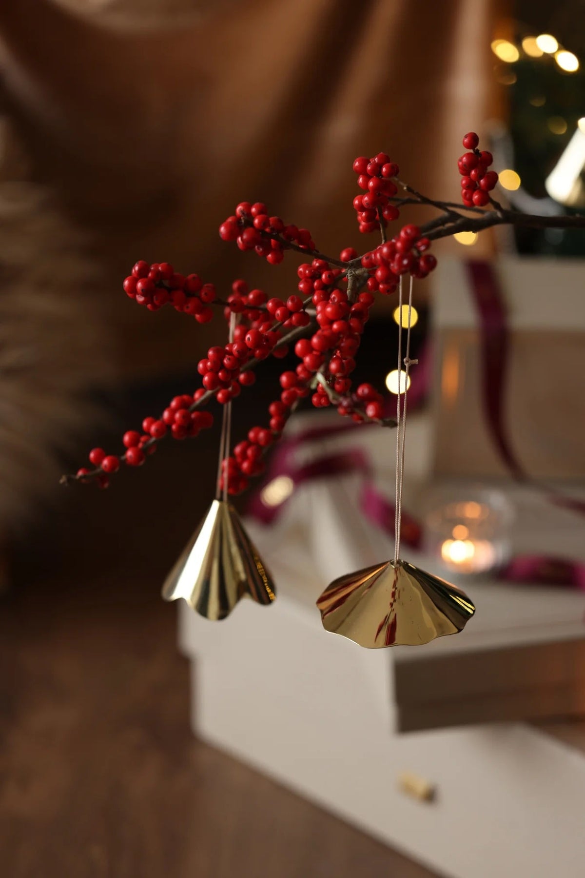 Petunia Brass Ornaments, Set of 2
