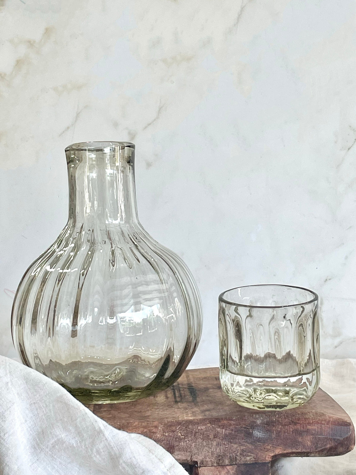 Fluted Recycled Glass Carafe
