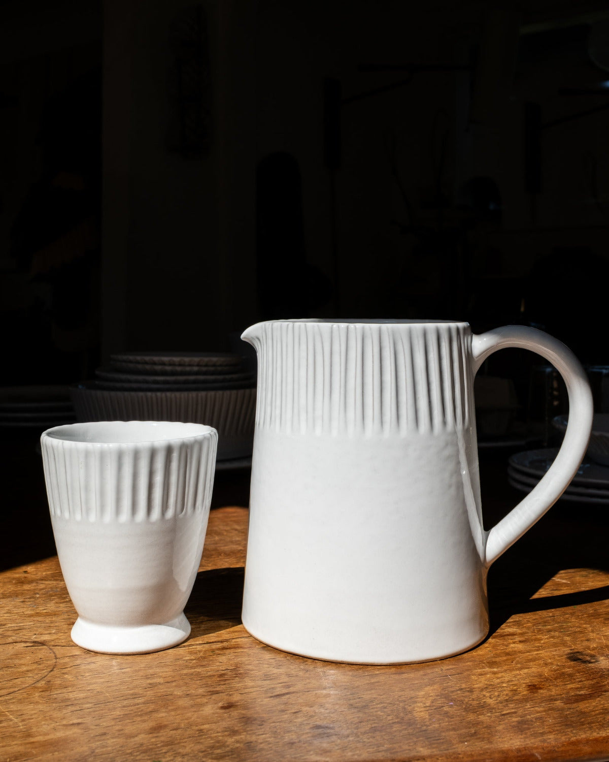Milk White Lines Pitcher