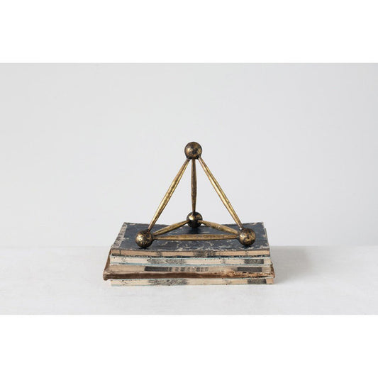 White Cliff Studio Metal Obelisk Sculpture Decor, Antique Brass