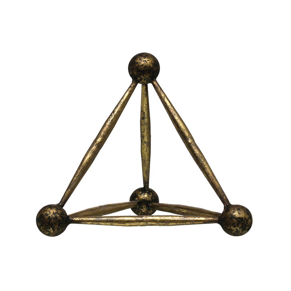White Cliff Studio Metal Obelisk Sculpture Decor, Antique Brass