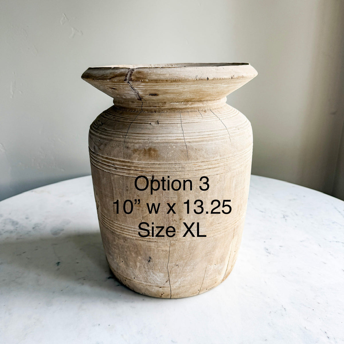 Nepali Water Pot Vase - Bleached Wood | XL Handmade Rustic Vessel