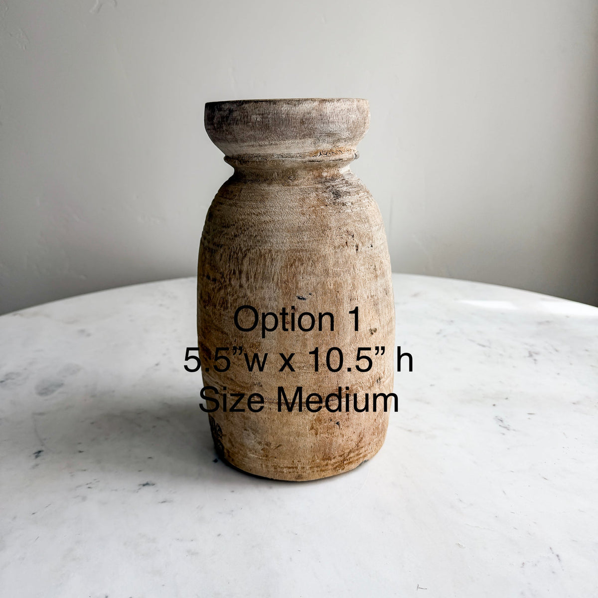 Nepali Water Pot Vase - Bleached Wood | Medium Handmade Rustic Vessel