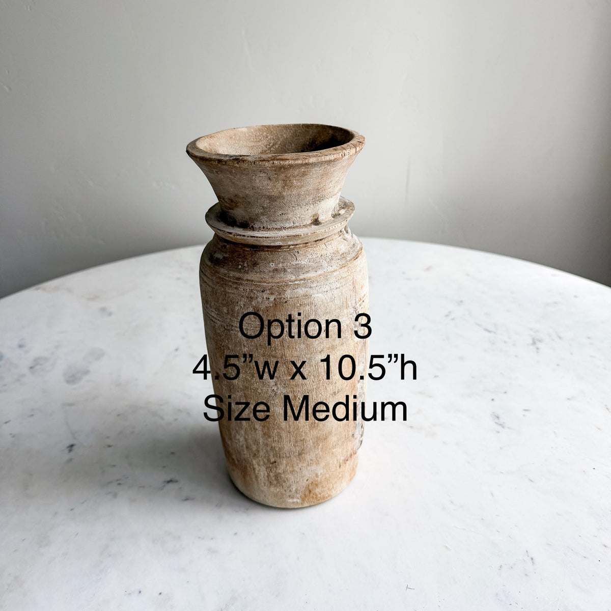 Nepali Water Pot Vase - Bleached Wood | Medium Handmade Rustic Vessel
