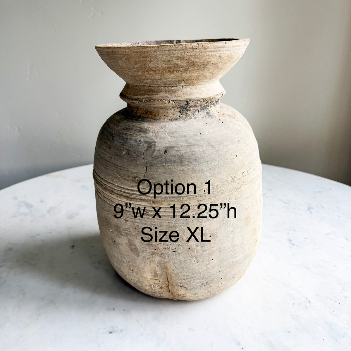 Nepali Water Pot Vase - Bleached Wood | XL Handmade Rustic Vessel
