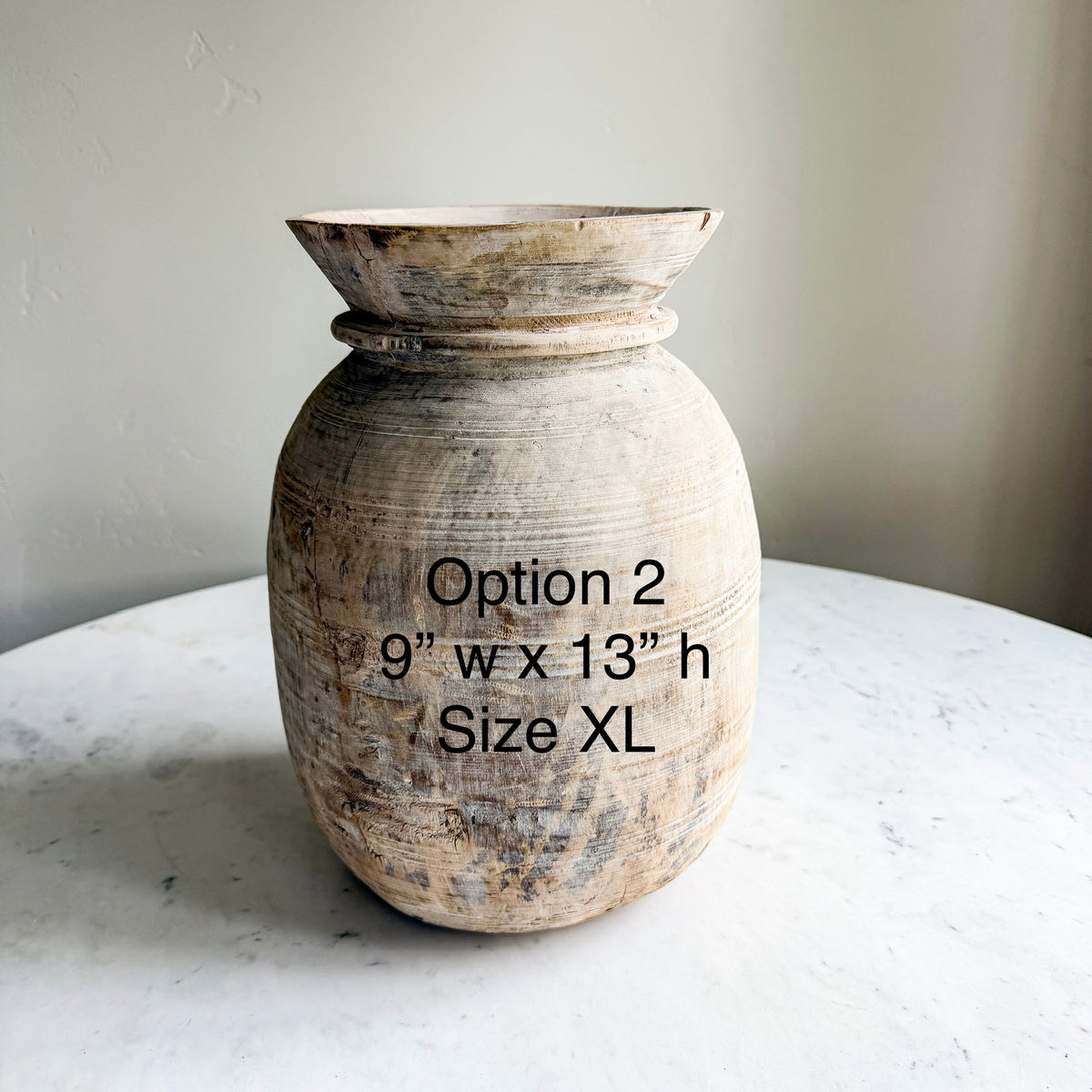 Nepali Water Pot Vase - Bleached Wood | XL Handmade Rustic Vessel