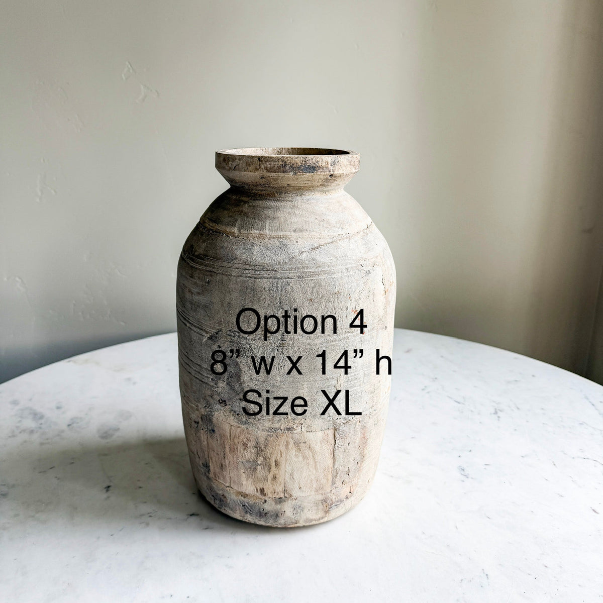 Nepali Water Pot Vase - Bleached Wood | XL Handmade Rustic Vessel