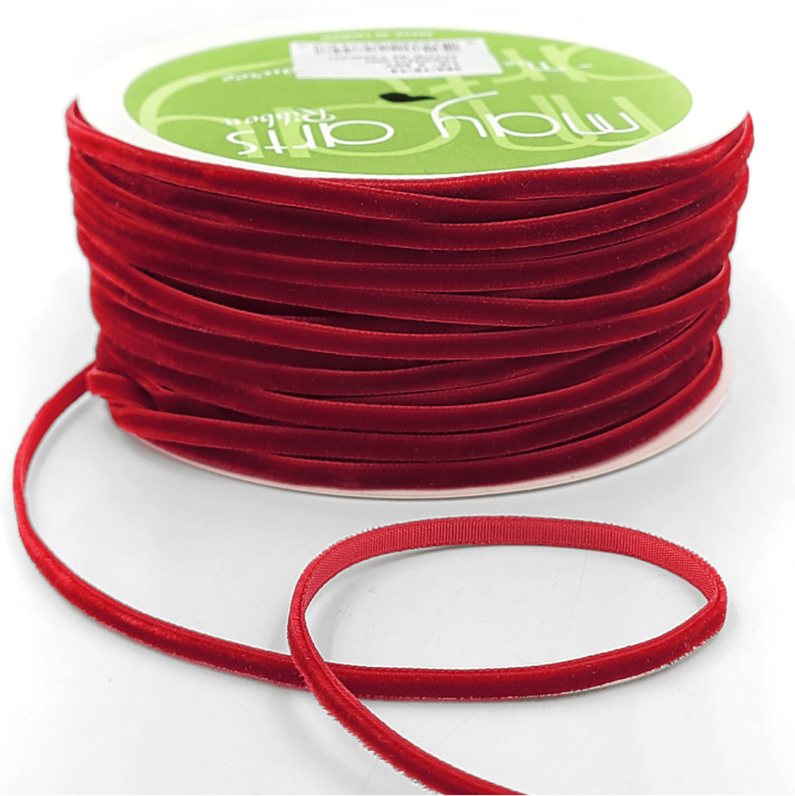 Velvet String Cord Ribbon - Red | 1/8" Width | 50 Yard Roll
